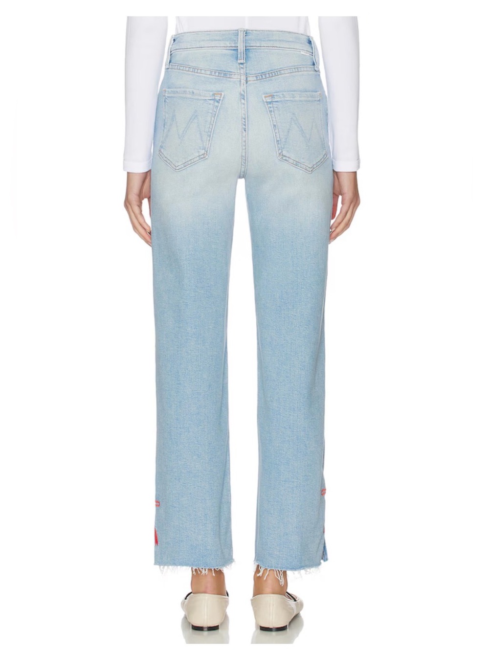 MOTHER The Rambler Zip Slice Hover Jeans in Complete 360 Embroidered Bow Sz: 26 - Picture 10 of 11